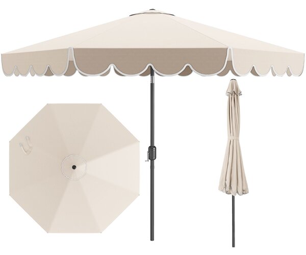 Costway Ombrellone da mercato esterno con manovella regolazione inclinazione, Ombrellone da patio 3 M per giardino piscina prato Beige
