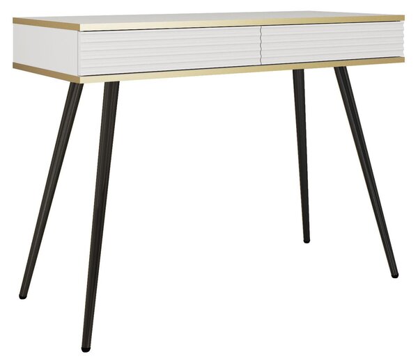Comodino bianco glamour con gambe nere, 102 x 80 x 50