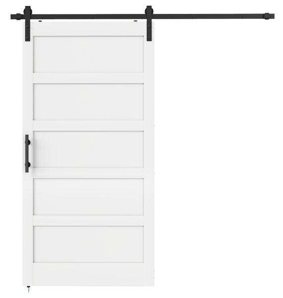 HOMCOM Porta Scorrevole Esterna Muro 106.7x213.4 cm, Porta da Interno Stile Industriale Shaker, Silenziosa, Impermeabile, Bianco | Aosom Italy