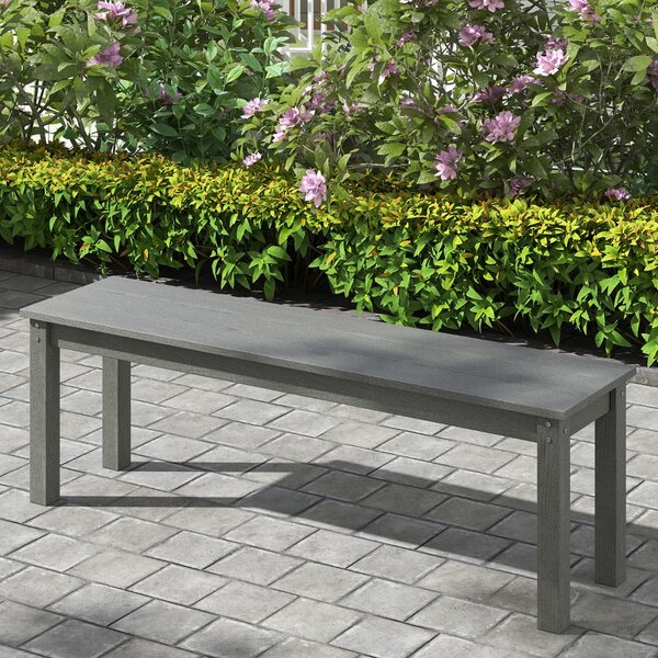 Costway Panchina senza schienale per 2-3 persone resistente alle intemperie per patio, Panchina da esterno in HDPE da 140 cm Grigio