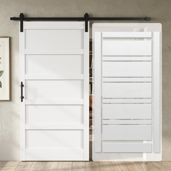HOMCOM Porta Scorrevole Esterna Muro 106.7x213.4 cm, Porta da Interno Stile Industriale Shaker, Silenziosa, Impermeabile, Bianco | Aosom Italy