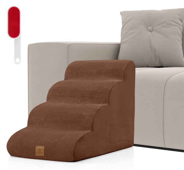 Costway Rampa per cani con 4 scalini in schiuma con copertura lavabile, Gradini antiscivolo per animali domestici Caffè