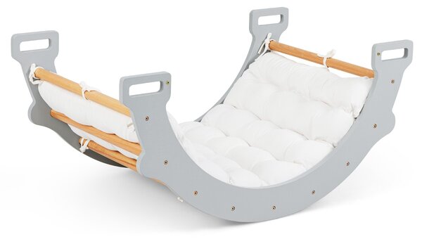 Costway Arco di arrampicata a doppia faccia per bambini di 1+ anni, Dondolo ad arco 2 in 1 con morbido cuscino, Grigio