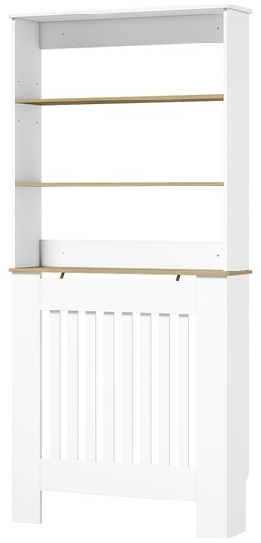 HOMCOM Copritermosifoni a Doghe a 3 Ripiani, Copri Termosifone Moderno in MDF per Soggiorno, 78x19x165 cm, Bianco | Aosom Italy