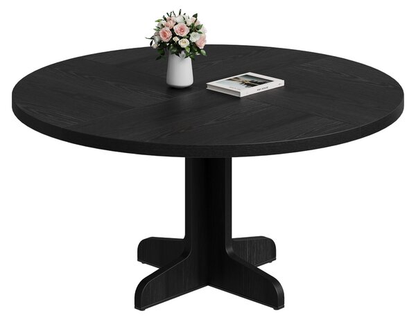 Tavolo rotondo da pranzo, diametro 120 cm, per 4-6 persone, tavolo da cucina con gambe sagomate, colore nero
