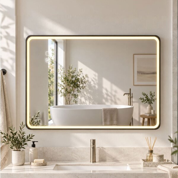 HOMCOM Specchio da Bagno LED Bluetooth Antiappannamento 100x70 cm Nero | Aosom Italy