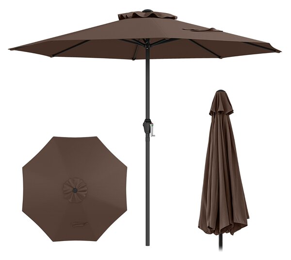Costway Ombrellone da mercato con manovella da tavolo per giardino, Ombrellone da patio da 250 cm Marrone