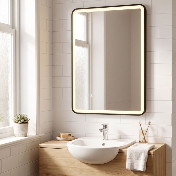 HOMCOM Specchio da Bagno LED Bluetooth Antiappannamento 100x70 cm Nero | Aosom Italy