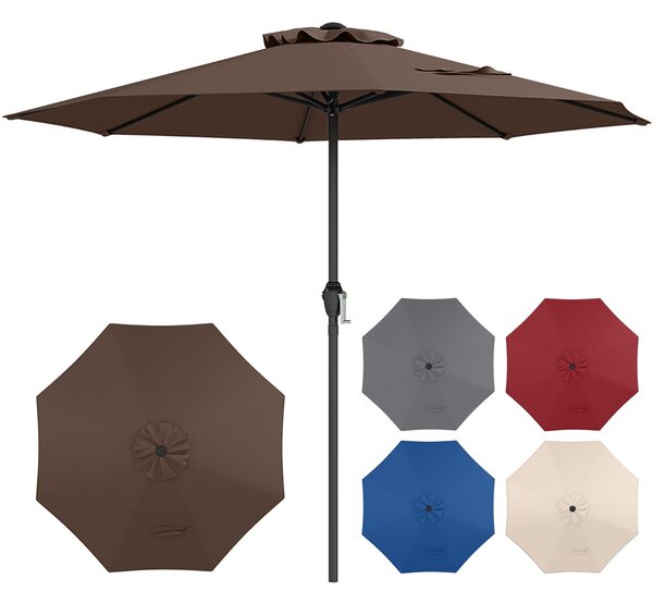 Costway Ombrellone da mercato con manovella da tavolo per giardino, Ombrellone da patio da 250 cm Marrone