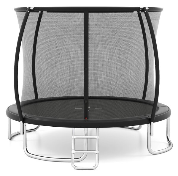 Costway Trampolino da esterno 366 cm con rete di sicurezza e scala, Trampolino ricreativo pesante per bambini e adulti Nero