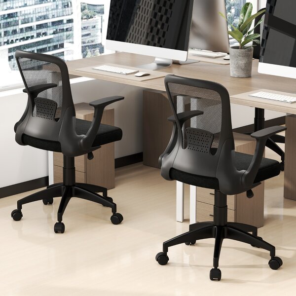 Costway Sedia girevole per scrivania regolabile in altezza e schienale regolabile, Sedia da ufficio ergonomica in rete per ufficio a casa Nero