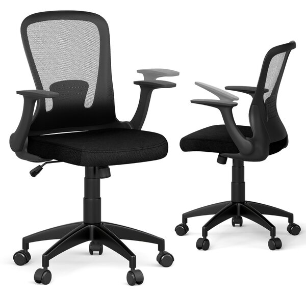Costway Sedia girevole per scrivania regolabile in altezza e schienale regolabile, Sedia da ufficio ergonomica in rete per ufficio a casa Nero