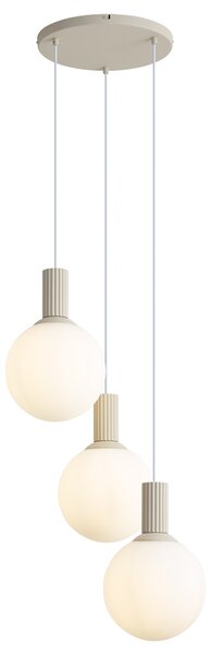 Lampada a sospensione scandinava beige con vetro opalino 3 luci - Polly