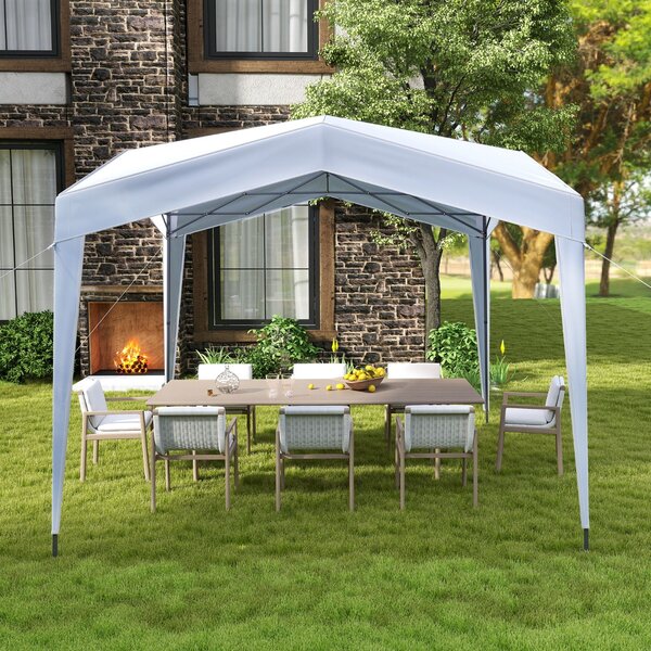 Costway Tenda a gazebo 302 x 302 cm pop-up con borsa con ruote ripiegabile per esterno, Tenda a gazebo rifugio da spiaggia Bianco
