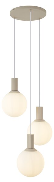Lampada a sospensione scandinava beige con vetro opalino 3 luci - Polly