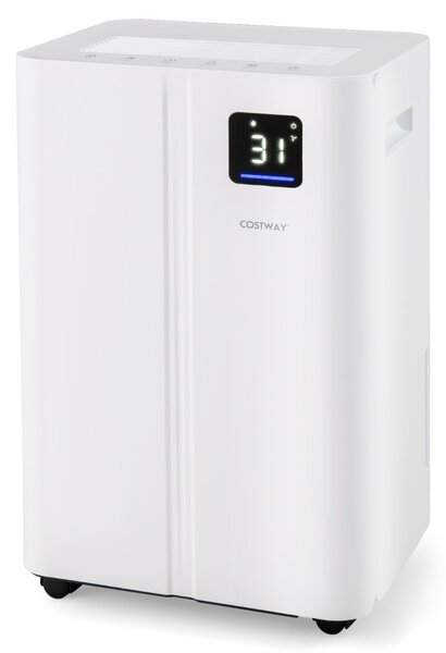 Costway Deumidificatore da 25,5L per casa e cantina con 3 modalità, Deumidificatore sbrinamento automatico per bagno Bianco