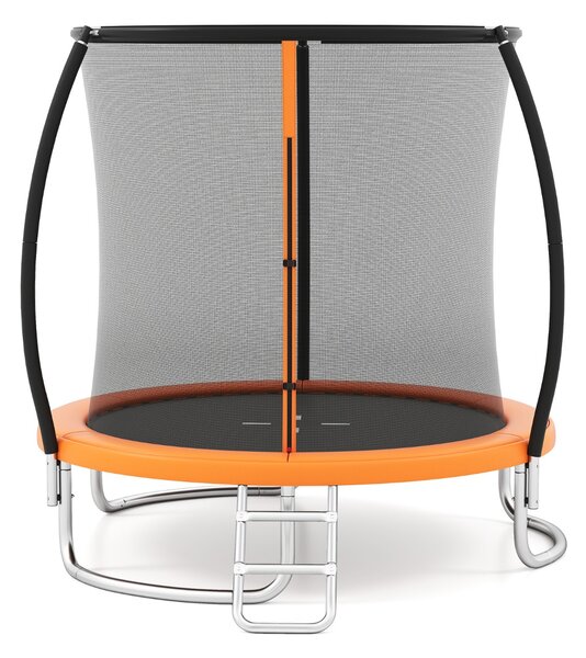 Costway Trampolino ricreativo pesante con rete di sicurezza per bambini e adulti, Trampolino da esterno 244 cm in acciaio zincato antiruggine Arancione
