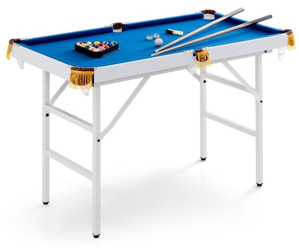 Costway Tavolo da biliardo pieghevole da 122 cm con set di accessori bambini e adulti, Tavolo da gioco portatile con 2 stecche Blu