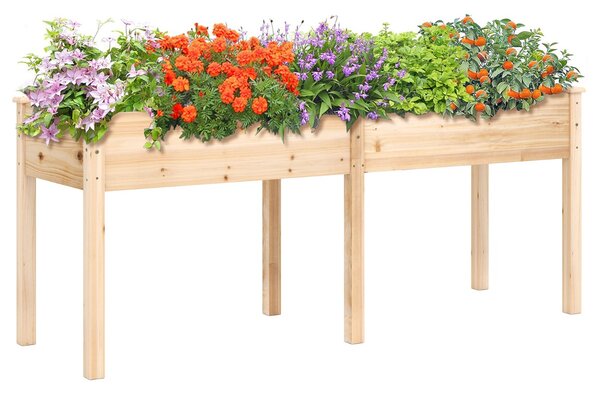 Costway Fioriera rialzata con pannello divisore fori di drenaggio per giardinaggio per giardino, Fioriera da giardino rialzata balcone Naturale