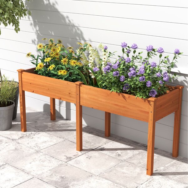 Costway Fioriera rialzata con pannello divisore fori di drenaggio per giardinaggio per giardino, Fioriera da giardino rialzata balcone Giallo