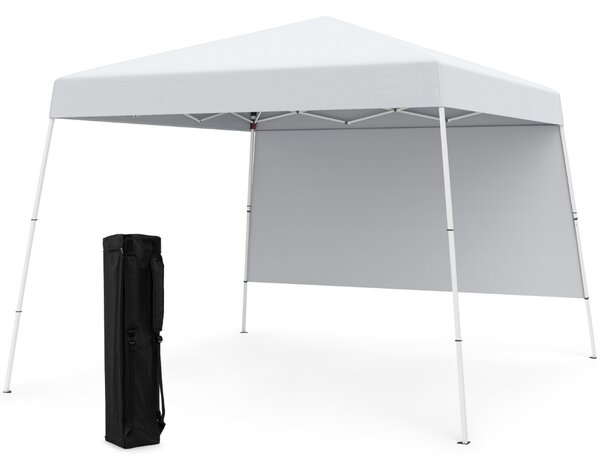 Costway Tenda pop-up con 1 parete laterale e zaino portatile, Riparo per patio esterno pieghevole gazebo per spiaggia Bianco