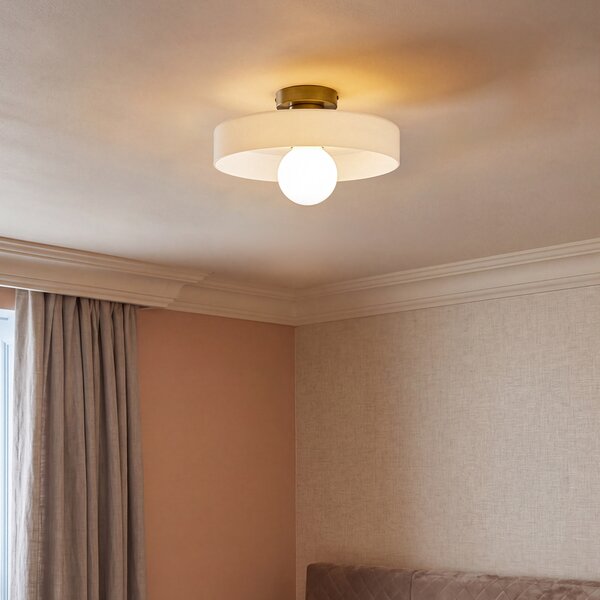 Plafoniera retrò bronzo con vetro beige - Jina