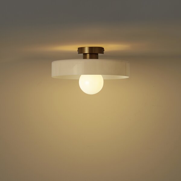 Plafoniera retrò bronzo con vetro beige - Jina