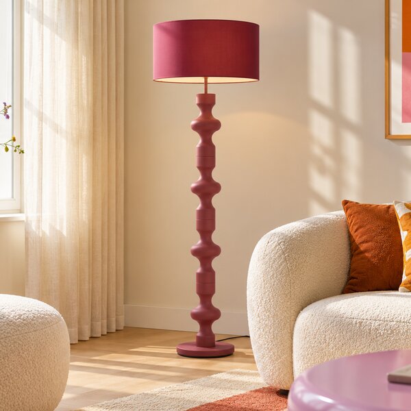 Lampada da terra retrò color prugna con paralume in tessuto 160 cm - Captain