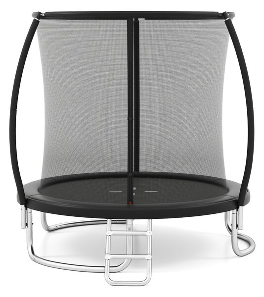 Costway Trampolino ricreativo pesante con rete di sicurezza per bambini e adulti, Trampolino da esterno 244 cm in acciaio zincato antiruggine Nero