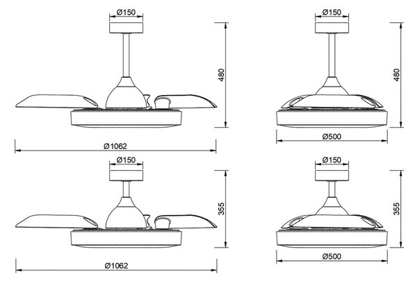 Ventilatore da soffitto LED Coin, nero, silenzioso a corrente continua, CCT - Mantra Iluminación, Coin, dimmerabile, Nero, Soggiorno, Plastica, Moderno