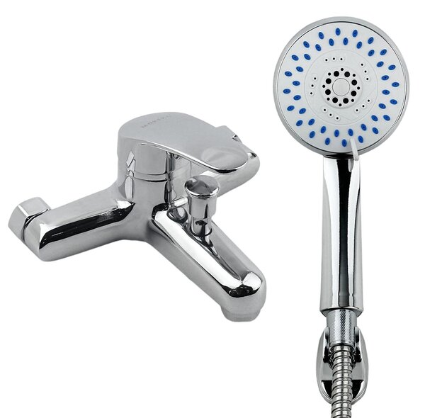 MOKEKA - Rubinetto per vasca da bagno, miscelatore per vasca, miscelatore a parete (rubinetto + doccetta)