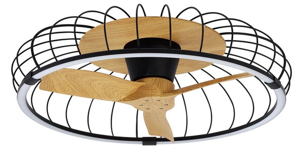 Ventilatore da soffitto LED Nature, app CCT, nero/faggio - Mantra Mantra Iluminación, Nature, dimmerabile, Nero, Soggiorno, Plastica