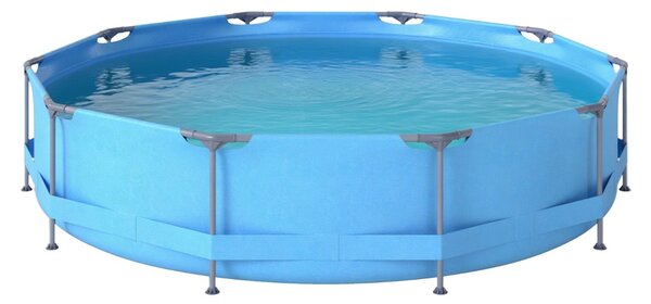 Costway Piscina fuori terra rotonda con struttura metallica e pompa Filtro, Piscina da giardino per adult capacità 6125L 3,6 M x 76 CM Blu