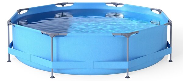 Costway Piscina fuori terra rotonda con struttura metallica e pompa filtro, Piscina da giardino per adulti capacità 4383L 3 M x 76 CM Blu