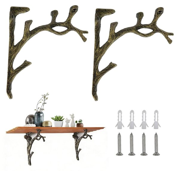 Omgoods - Set di 2 mensole angolari in stile antico - Supporti in ghisa per mensole a parete