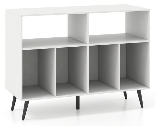 Costway Mobiletto per giradischi a 3 livelli con scaffali per vinili tavolino per dischi con 5 gambe,Supporto per giradischi Bianco