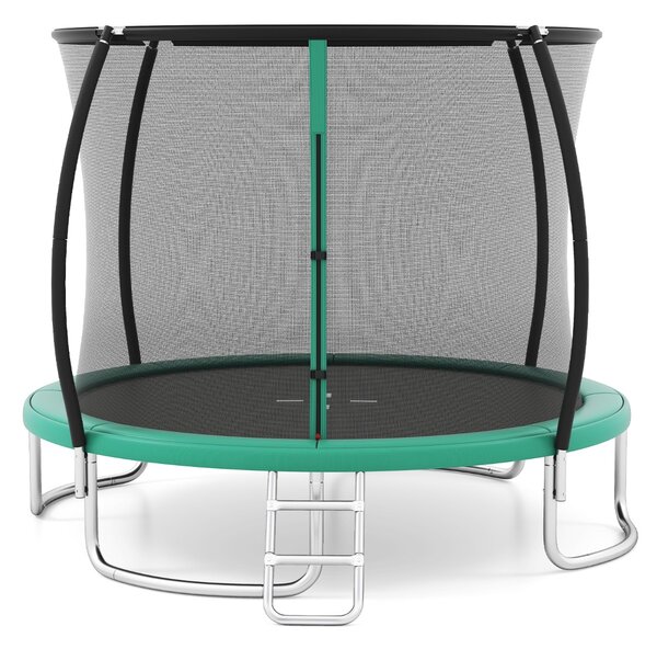 Costway Trampolino da esterno 305 cm con rete di sicurezza e scala, Trampolino ricreativo pesante per bambini e adulti Verde