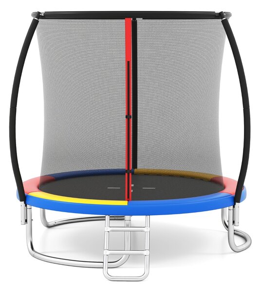 Costway Trampolino ricreativo pesante con rete di sicurezza per bambini e adulti, Trampolino da esterno 244 cm in acciaio zincato antiruggine Colorato