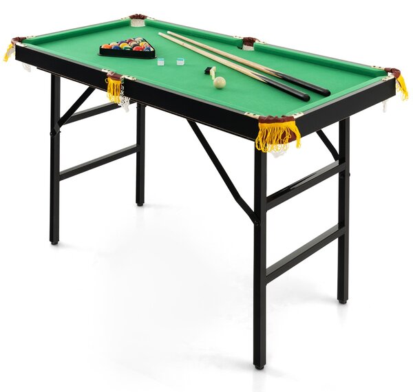Costway Tavolo da biliardo pieghevole da 122 cm con set di accessori bambini e adulti, Tavolo da gioco portatile con 2 stecche Verde