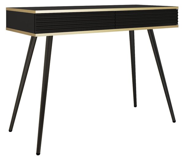 Comodino nero glamour con gambe nere, 102 x 80 x 50