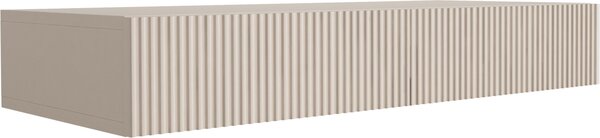 Comò sospeso con due cassetti, frontale con scanalature, finitura cachemire, dimensioni 100 x 39,6 x 16 cm