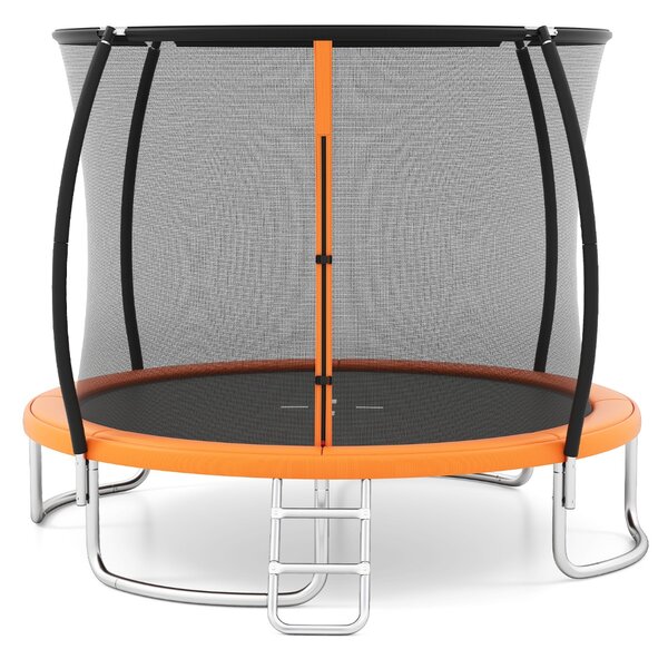 Costway Trampolino da esterno 305 cm con rete di sicurezza e scala, Trampolino ricreativo pesante per bambini e adulti Arancione