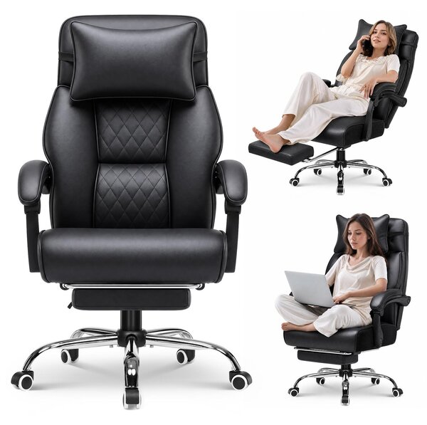 Sedia da gaming GTPLAYER con poggiapiedi, multifunzionale, in ecopelle, capacità di carico fino a 130 kg. Sedia da ufficio ergonomica con cuscino per la testa, schienale regolabile da 90° a 135°, seduta di 53 cm