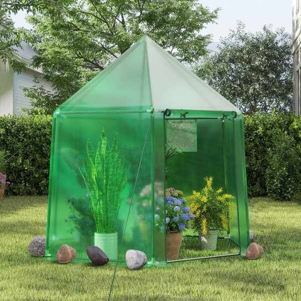 Costway Mini serra portatile per esterno per inverno con copertura in PE per giardino, Serra per entrare porta con cerniera arrotolabile Verde