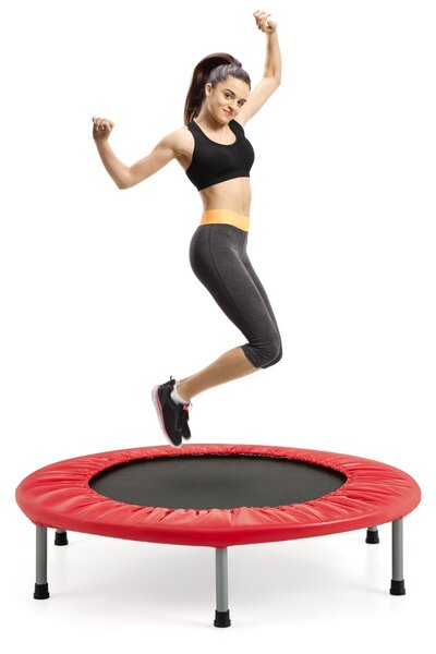 Costway Trampolino pieghevole per bambini con carico massimo 150kg, Mini trampolino portatile per interno Rosso