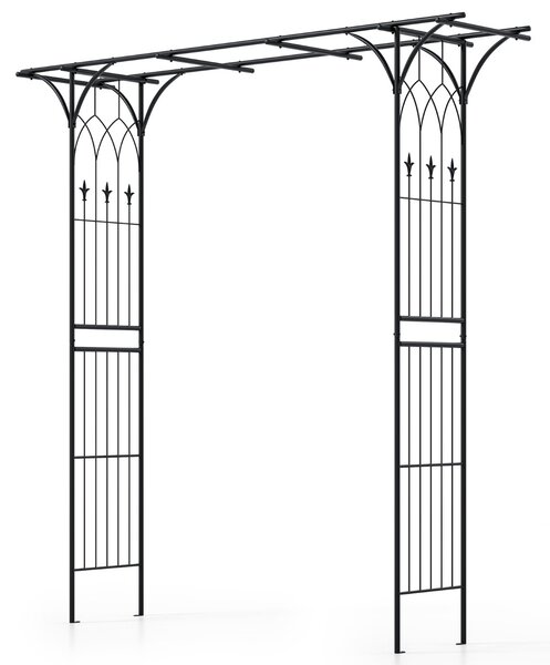 Costway Arco da giardino 206cm decorativo per prato, Metallo per piante rampicanti da giardino pesante Nero