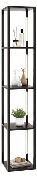 Costway Lampada da terra 163cm con lampadine LED dimmerabili a 3 livelli poli LED ruotabili, Lampada da terra moderna Noce