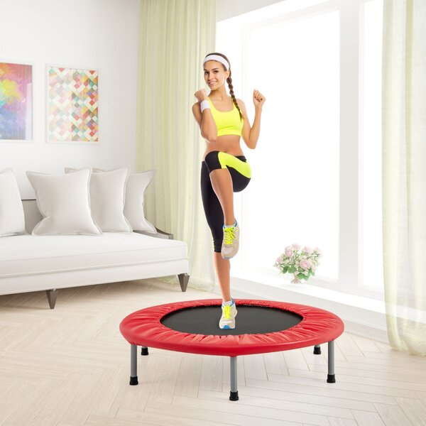 Costway Trampolino pieghevole per bambini con carico massimo 150kg, Mini trampolino portatile per interno Rosso