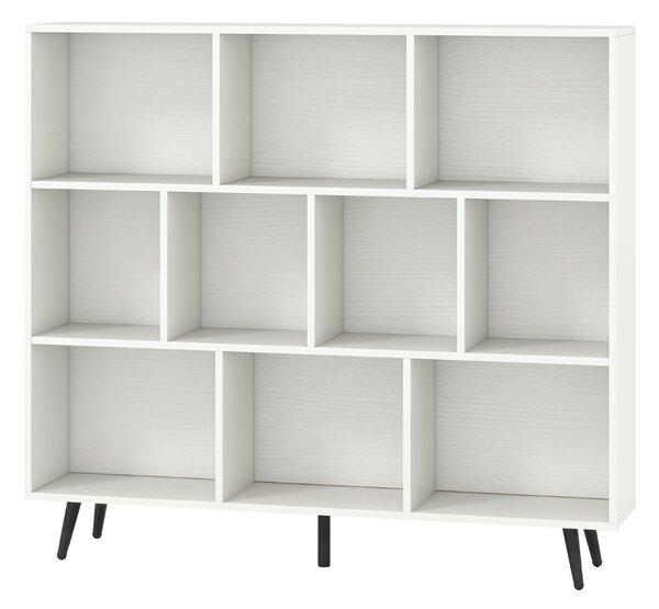 Costway Organizzatore di stoccaggio moderno con 5 gambe di metallo affusolate, Libreria a 10 cubi camera da letto Bianco