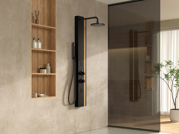 Colonna doccia idromassaggio in alluminio e bambù Miscelatore meccanico P40 x H140 cm - ORLETA